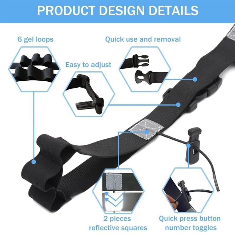 LICHUANUK Start Number Strap [Pack of 2] Running Belt Running