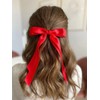 Ayesha Ayesha Red Hair Bows Clips Red Satin Ribbon Bows
