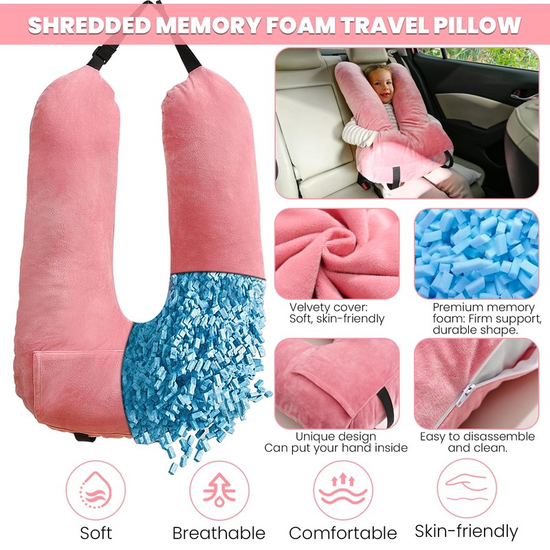 MOAOO Travel Pillow Car Pillow for Kids, Car Sleeping Pillow