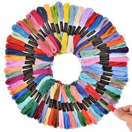 OBTANIM 50 Skeins Rainbow Color Embroidery Floss Cross Stitch Threads Bracelet String Yarn Crafts Floss with Needles for Bracelet Making, Hand Sewing Crafts