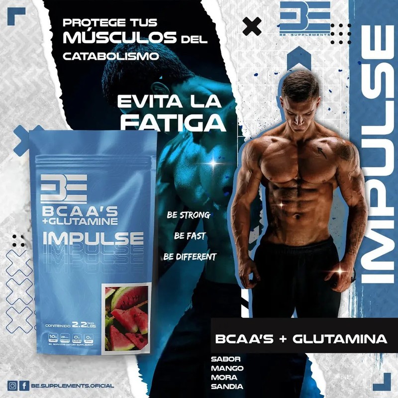 Be Supplements Impulse Bcaas Mas Glutamina 1 Kg 50 Serv