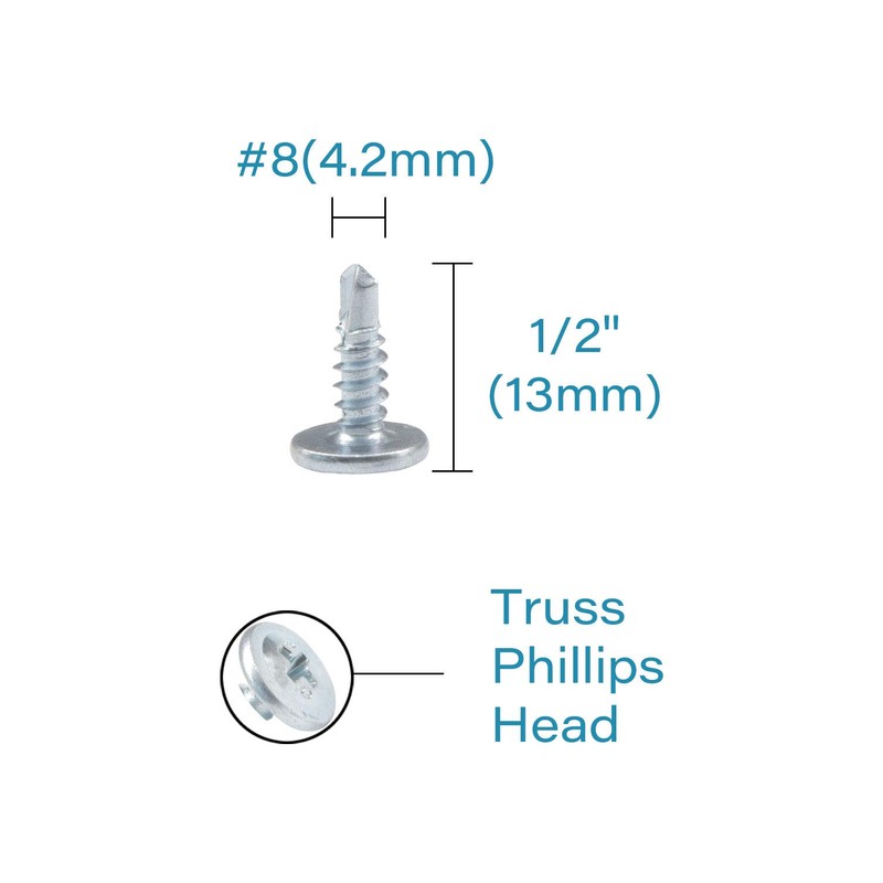 IMScrews 200pcs #8 x 1/2" Self Drilling Truss Head Screws