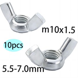 10pcs M10 Wing Nuts Wing Nuts Stainless Steel for Bolt and Fixing (Silver)