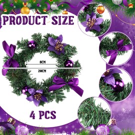 Lyrow 4 Pieces Christmas Advent Candle Rings Artificial Purple Advent Candle Holder Christmas Church Centerpieces for Advent Season Decor Wedding Xmas Candles Decorations