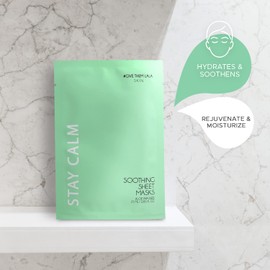 GIVE THEM LALA STAY CALM Soothing Sheet Mask [Set of 4] Calming Face Sheet Masks With Aloe Vera & Chamomile- Moisturizing Facial Sheet Masks For Smoother, Hydrated Skin- Cruelty-Free, Made in USA