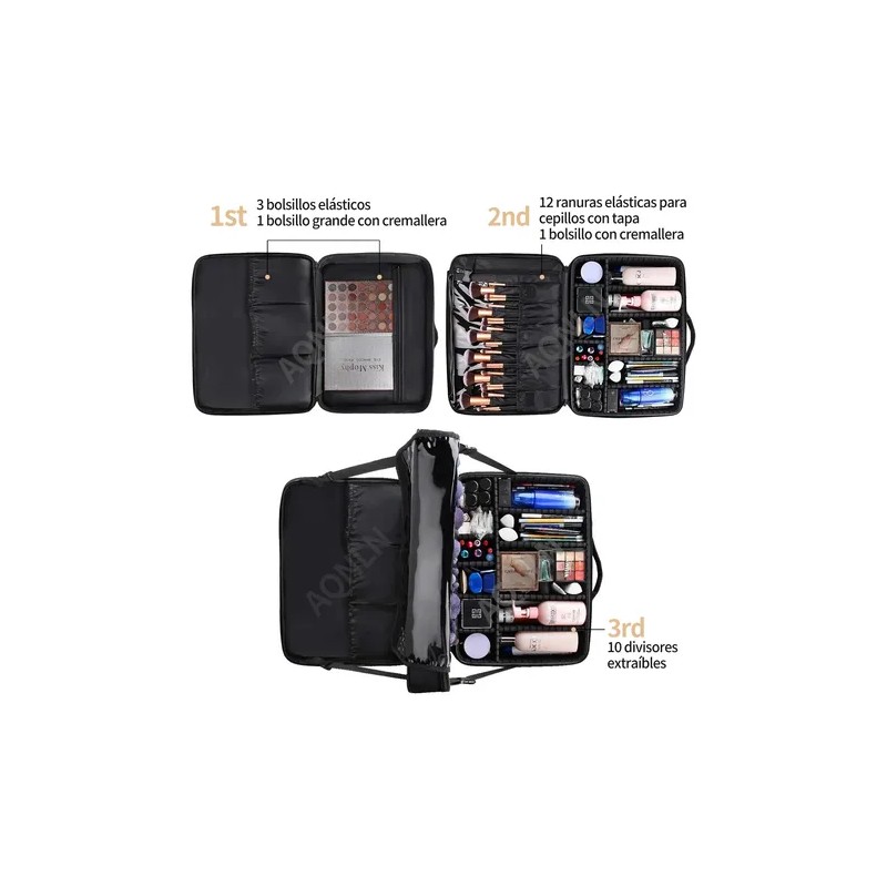 Estuche De Maquillaje De Viaje Profesional Con Divisores Xl