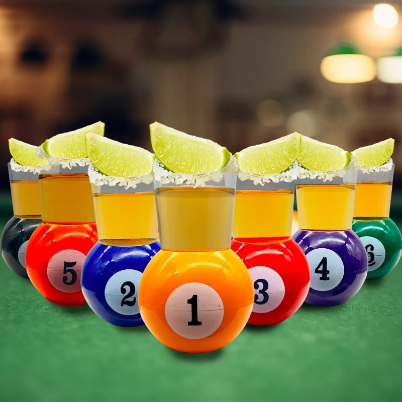 Grupo Carnavallia Juego 9 Vasos Shot Bola Billar Caballitos Bebidas