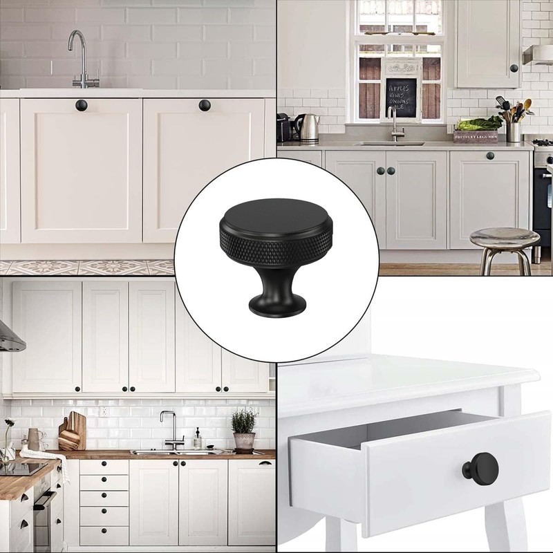 ZQSFPK 4 Pack Black Cabinet Knobs Handles, Classic Round Black