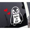 Penguin Baby in Car Baby Riding Cutting Sticker (Baby in Car, White)