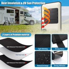 HOMEE RV Window Shade Cover 16"x16", 4 Layer Foldable Blackout Window Cover with Velcro, Waterproof & UV Protection, Fits Most RV Door Windows