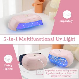 Kizaten Double-Sided UV Resin Lamp for Curing Lamps of Resin, 60 W Quick-Curing UV Resin Lamp with LED Display for DIY, Resin, Moulds, Jewellery Making (Rose)