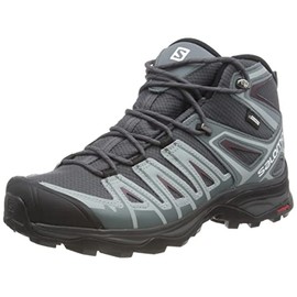 Salomon Women's X Ultra Pioneer Mid CLIMASALOMONâ¢ Waterproof Hiking Boots, Ebony/Stormy Weather/Wine Tasting, 5 M