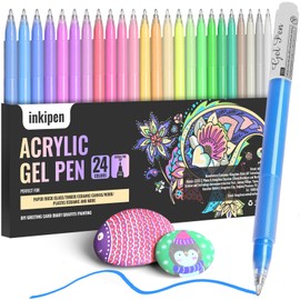inkipen Acrylic Gel pens - for Adult Coloring, Doodling, Drawing,Writing Journaling,Art or DIY Projects -1.0 mm, Smooth Writing Quick Dry with Assorted Colored Ink Fine Tip Pens 24 Pack
