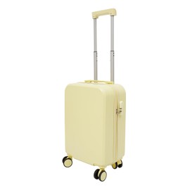 20 Inch Carry On Luggage Suitcase, Lightweight Hardshell Travel Suitcase with Cup Holder & USB Port, 4 Spinner Wheels, Fits Airplane Overhead Bin, 88 lbs Load Capacity, Light Yellow for Men Women