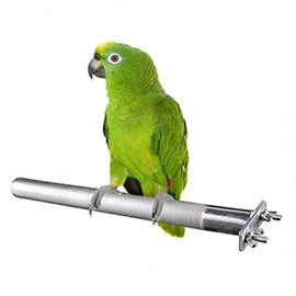 Bird Perch Stainless Steel Stand Parrot Rod Grinding Claws Trimming Beak Nails Grinding Stick Exercise Platform for Parakeet Cockatiel Conure African Grey Macaw Finch Bird Cage Accessories (S)