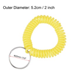 PATIKIL Spiral Keychain, 4 Pack Plastic Wrist Coil Keyring Wristband Stretchable Key Holder Lanyard for Sports Outdoor, Yellow