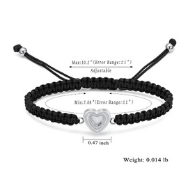 AIWENXI Urn Bracelet for Ashes Stainless Steel Glass Heart Cremation Bangle Artificial Braided Memorial Keepsake Ash Jewelry for Women, Stainless Steel