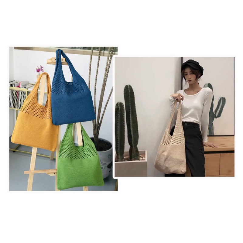 FTB Women's Tote Bag, Knit Bag, Mother's Bag, Lightweight Bag,