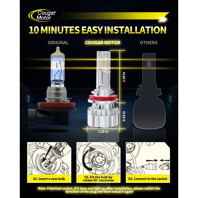 Cougar Motor Fog Bulb, Plug-N-Play, Pack of 2