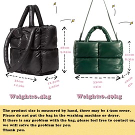 Large Quilted Puffer Tote Bag for Women Soft Padded Down Winter Handbag Space Totes Puffy Shoulder Bag Pillow Shopper Bag