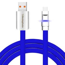 chubbycable Neon Chubby - Fast Charge Cable with Smart Light RGB Color Gradual Light Up LED USB Charging Cable, Dark Blue, USB-A to Type-C, 3.3 FT