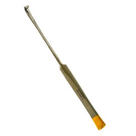 Pack of 5pcs - Animal Spay Hook, Veterinary Snook Hook for Ovaries and Uterus Removal - Flat Handle with Gold Tips and Smooth Finish - German Stainless Premium