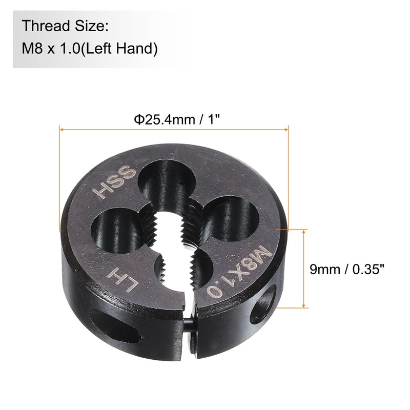 sourcing map Round Threading Die M8 x 1 Metric Thread