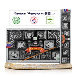 Satya Super Hit Incense Sticks, Satya Bng (Bangalore) Insenses 15gmx12 Pack with Raajsee Incense Holder Bundle, Satya Nagchampa Natural Incense