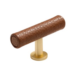 JIASENBAO Brown Leather Drawer Pulls 5 Pack T Leather Dresser knobs Pulls for Kitchen Drawers Bathroom Dressers Cabinet Knobs