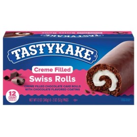 Tastykake  New Tastykake Creme Vanilla Filled Swiss Rolls Chocolate Coating 12oz