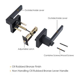 MAXECURITY Privacy Door Handle Lever, Heavy Duty Leverset Keyless Lockset Interior Door Handleset with Lock for Bed or Bath,Square Door Knob in Oil Rubbed Bronze Finish