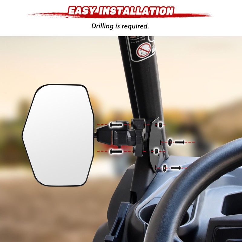 POKIAUTO Adjustable Side Mirrors for Can Am Defender HD5 HD8