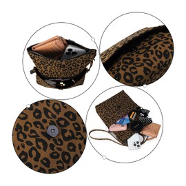 Gladdon Women's Shoulder Bag, Shoulder Bag with Zip, Crossbody Bag, Leather Handbag, Small, Daypack, Brown leapard