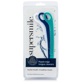 Supersmile Ripple Edge Tongue Cleaner, Ergonomic Reusable Tongue Scraper, 3 Count