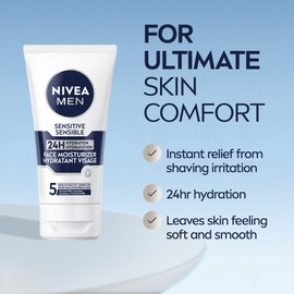 NIVEA MEN NIVEA MEN Sensitive Face Moisturizer, Men's Face Cream with Chamomile and Vitamin E, No Drying Alcohol, Dermatologically-Tested Skin Care, 75mL