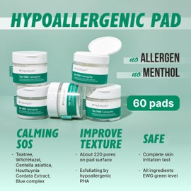 Nightingale Tea Tree Calming Pad, Tea Tree & Facial Toner Pad with PHA, Low pH Daily Toner Pad Soothe Sensitive Skin, Vegan Pad, No Irritation, Fragrance and Alcohol Free