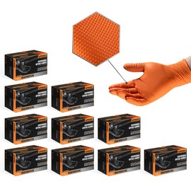 UYKKE 10mil Nitrile Gloves Thick, Industrial Disposable Gloves, Heavy Duty Mechanic Gloves, Food Safe, Fully-Diamond Textured (1000, Medium)