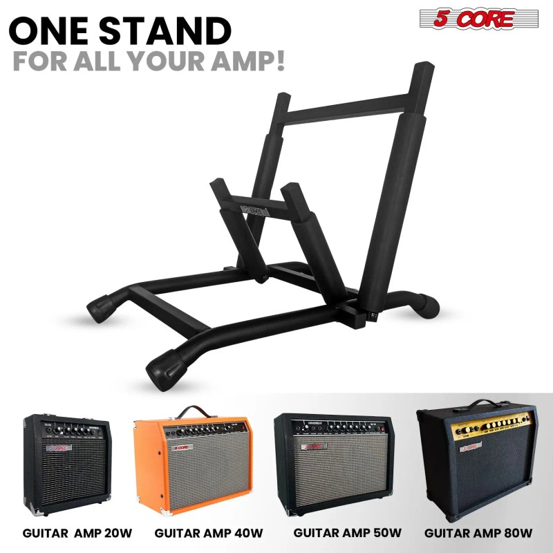 Heavy-Duty Metal Adjustable Black Guitar Amplifier Stand Low-Profile Folding Collapsible