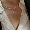 EPIC VAULT-Charm 925 Silver Corss Gypsophila Sparkling Necklace Clavicle