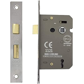 3 Lever Polished Chrome Mortice Sashlock 65mm, Door Lock with Key - Internal and External Doors CE Approved and Fire Rated Protection