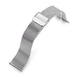 MiLTAT 22mm Quick Release Milanese Mesh Watch Band Tapered Style Polished