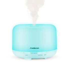 Redlemon Difusor de Aceites Esenciales y Humidificador 12 Colores LED 500ml | Aromaterapia, yoga, meditación, 2 niveles de niebla, temporizador 1 y 3 