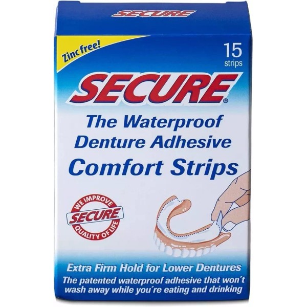 No Brand Secure Comfort Strips Waterproof Denture Adhesive - Zinc
