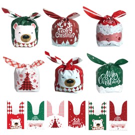 Christmas Candy Bags,60 Packs Tie Candy Bags Cookie Bags for Christmas Wedding Party Birthday Engagement Holiday Favor Small Gift Party Wrapping Bags (60PCS-XS)