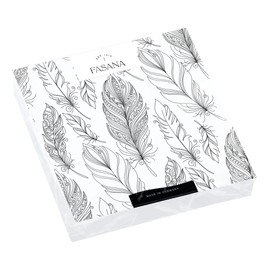 20 Napkins Grey Feathers on White Elegant Birds Farm Table Decoration Decoupage Decoupage Decoupage 33 x 33 cm