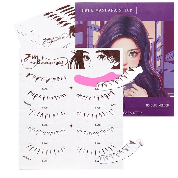 50 Pcs Lower Eyelash Stickers, Waterproof & Easy-to-Apply, 5 Styles,