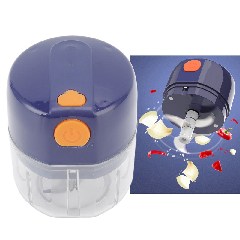 Garlic Chopper Electric Portable Blue 3 Blade Design 250mg Capacity