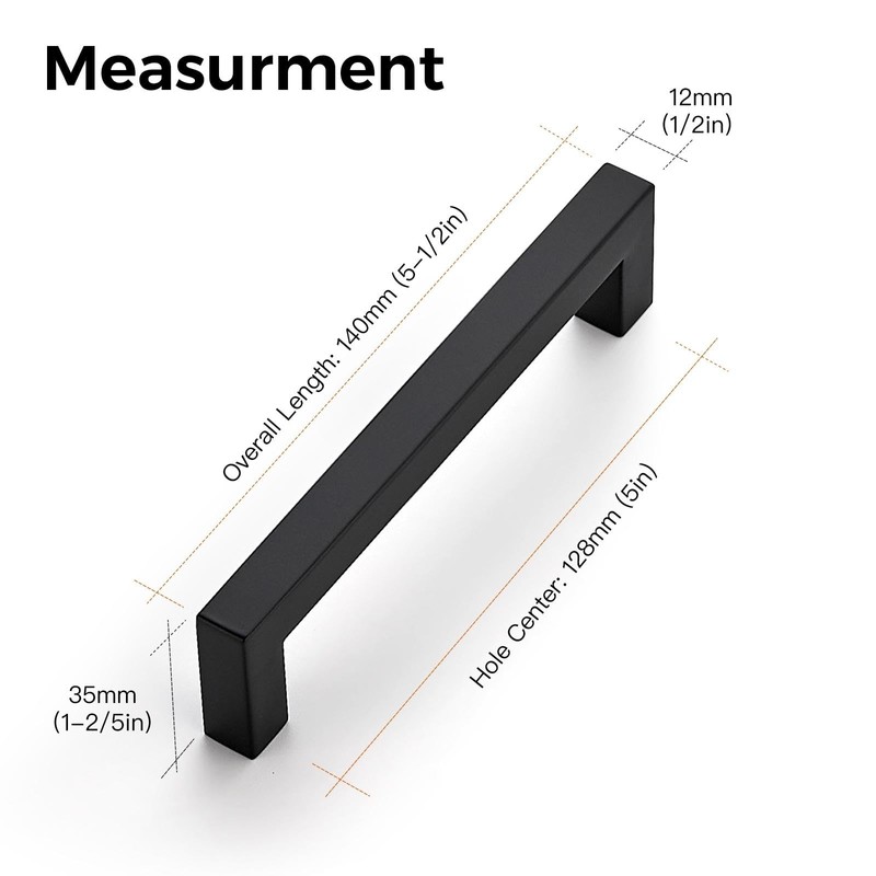 Ravinte 5 Pack Kitchen Door Handles Black Handles for Cupboards