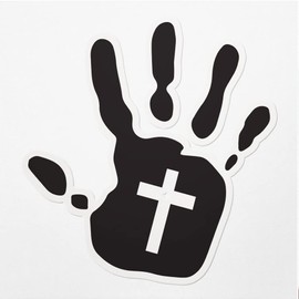 Decal Stickers of Handprint Cross Cutout Couple ! Premium Indoor (No Waterproof) Vinyl Decal Stickers for Laptop Phone Accessory Helmet Car Window Mug Tuber Cup Door Wall Decoration ANDVER3051780BL