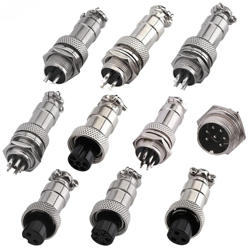Tunghey 10-Pack GX12 4-Pin Aviation Connector Plug - 5 Female